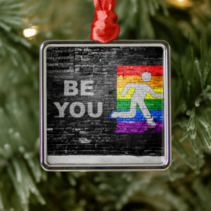 SlipperyJoe's rainbow pride colours panel urban st Metal Tree Decoration