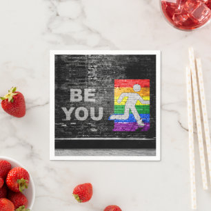 SlipperyJoe's rainbow pride colours panel urban st Napkin
