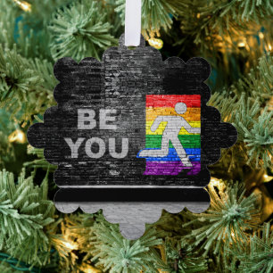 SlipperyJoe's rainbow pride colours panel urban st Tree Decoration Card