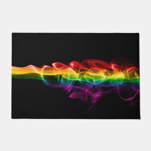 SlipperyJoe's Rainbow smoke vapor ripple rainbow c Doormat
