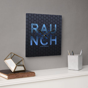 SlipperyJoe's raunch metallic large blue letters d Square Wall Clock