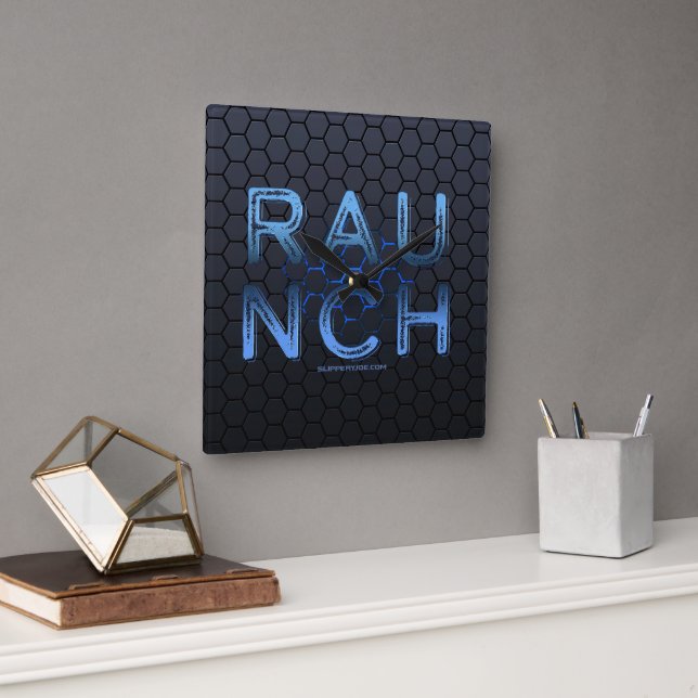 SlipperyJoe's raunch metallic large blue letters d Square Wall Clock (Office)