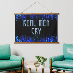 SlipperyJoe's real men cry tears emotions digital Hanging Tapestry