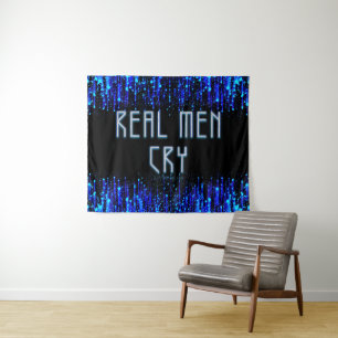 SlipperyJoe's real men cry tears emotions digital Tapestry