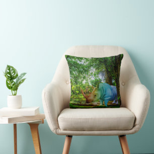 SlipperyJoe's rhinoceros lush tropical setting pri Cushion