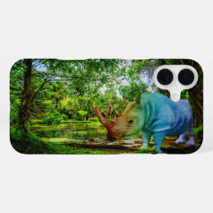 SlipperyJoe's rhinoceros lush tropical setting pri iPhone 16 Plus Case