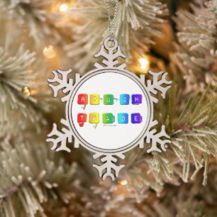 SlipperyJoe's rough trade queer pop typography sla Snowflake Pewter Christmas Ornament