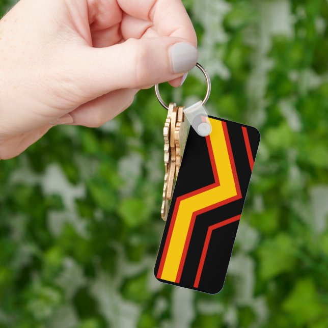 SlipperyJoe's rubber pride flag arrows chevrons st Key Ring (Hand)