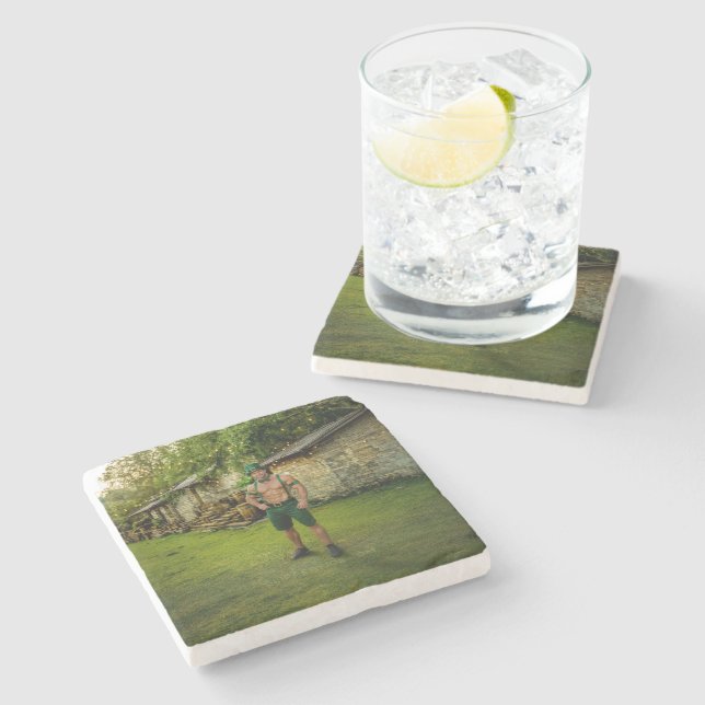 SlipperyJoe's Saint Patrick's Day festive leprecha Stone Coaster (Side)