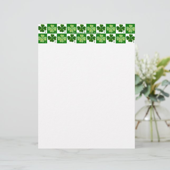 SlipperyJoe's Saint Patrick's Day four leaf clover Custom Letterhead (Standing Front)