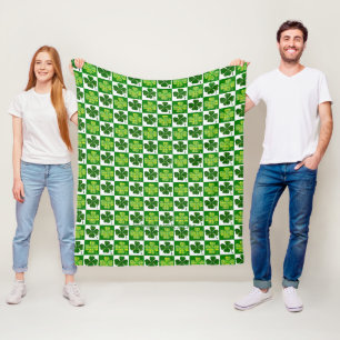 SlipperyJoe's Saint Patrick's Day four leaf clover Fleece Blanket