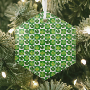SlipperyJoe's Saint Patrick's Day four leaf clover Glass Tree Decoration