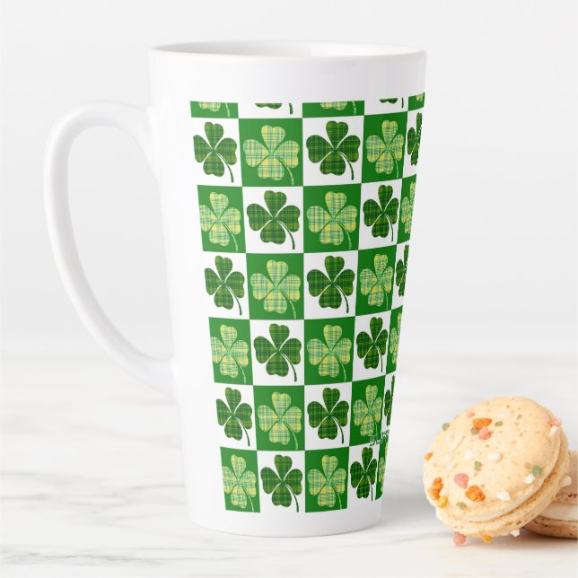 SlipperyJoe's Saint Patrick's Day four leaf clover Latte Mug (In Situ)