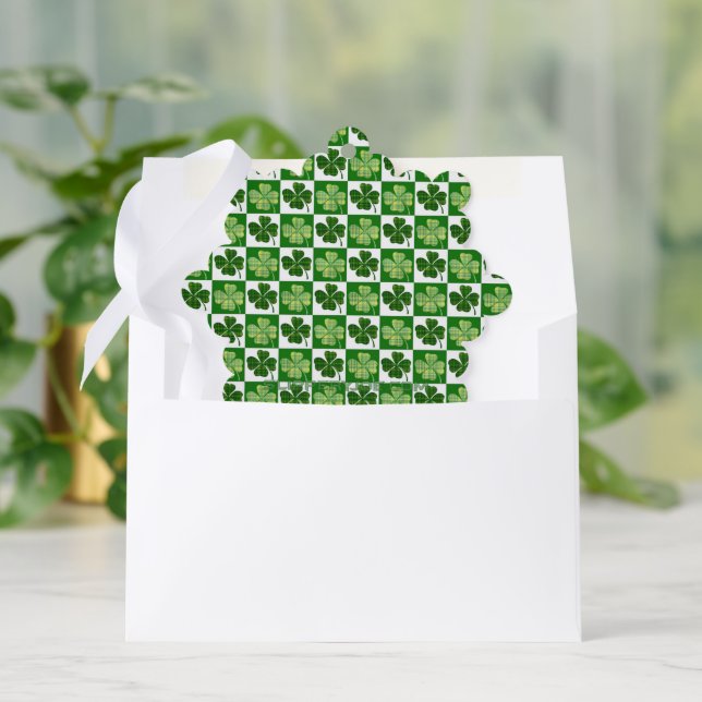 SlipperyJoe's Saint Patrick's Day four leaf clover Tree Decoration Card (Envelope)