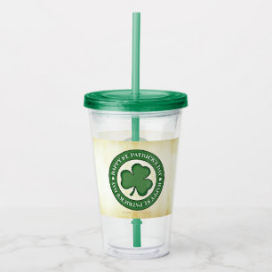SlipperyJoe's Saint Patrick's Day glossy three lea Acrylic Tumbler