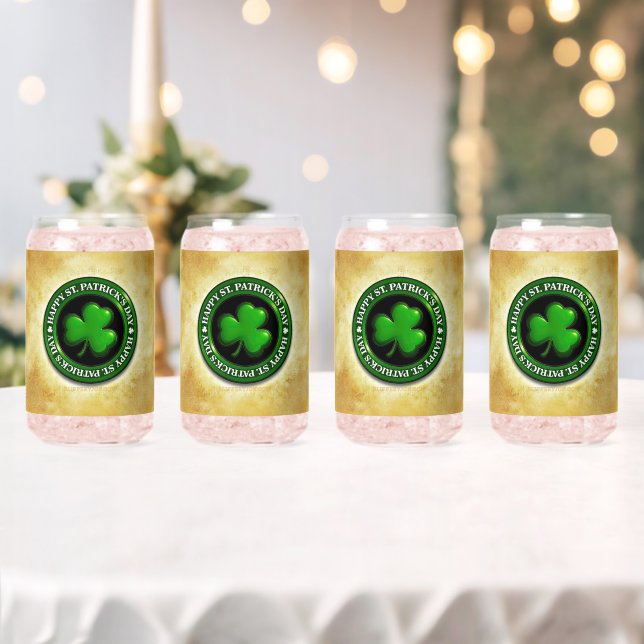 SlipperyJoe's Saint Patrick's Day glossy three lea Can Glass (Insitu (Wedding))