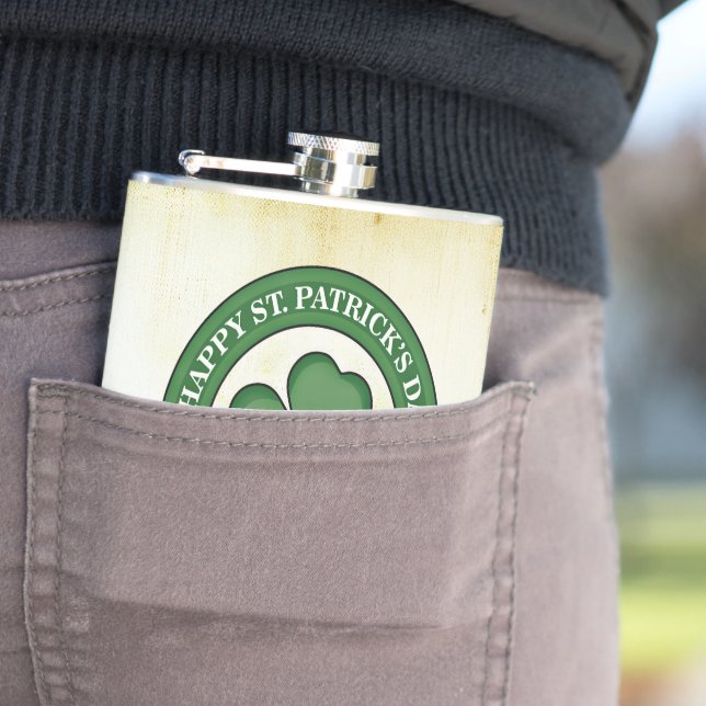 SlipperyJoe's Saint Patrick's Day glossy three lea Hip Flask (In Situ)