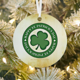 SlipperyJoe's Saint Patrick's Day glossy three lea Metal Tree Decoration