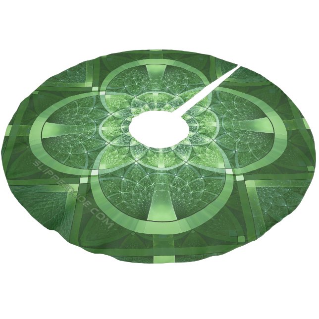 SlipperyJoe's Saint Patrick's Day glowing four lea Brushed Polyester Tree Skirt (Angled)