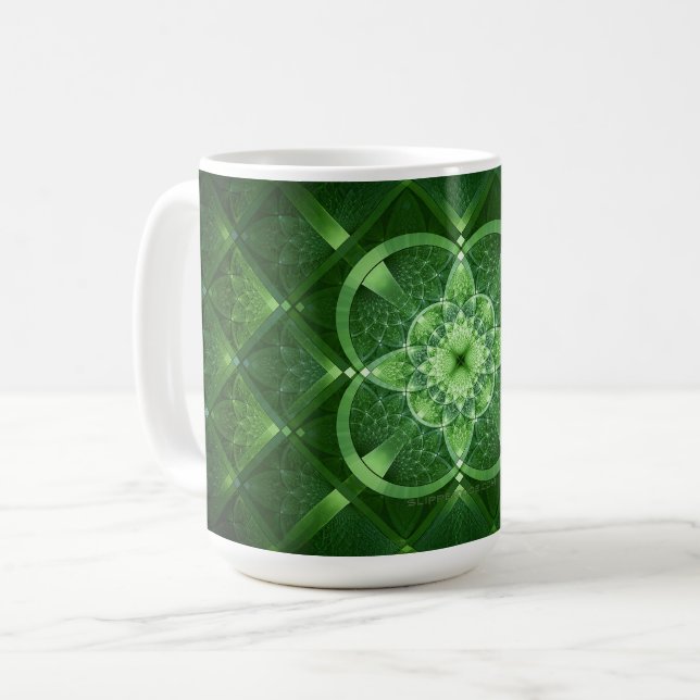 SlipperyJoe's Saint Patrick's Day glowing four lea Coffee Mug (Front Left)