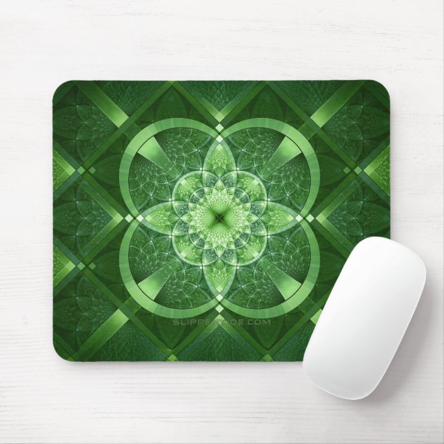 SlipperyJoe's Saint Patrick's Day glowing four lea Mouse Mat (With Mouse)