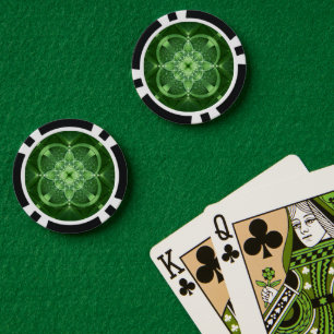 SlipperyJoe's Saint Patrick's Day glowing four lea Poker Chips