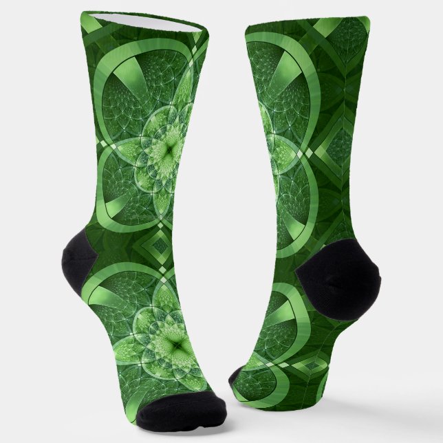 SlipperyJoe's Saint Patrick's Day glowing four lea Socks (Angled)