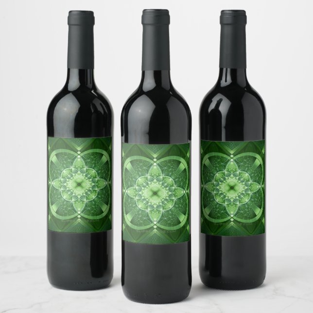 SlipperyJoe's Saint Patrick's Day glowing four lea Wine Label (Bottles)