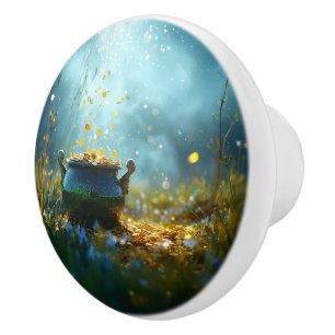 SlipperyJoe's Saint Patrick's Day large ornate pot Ceramic Knob