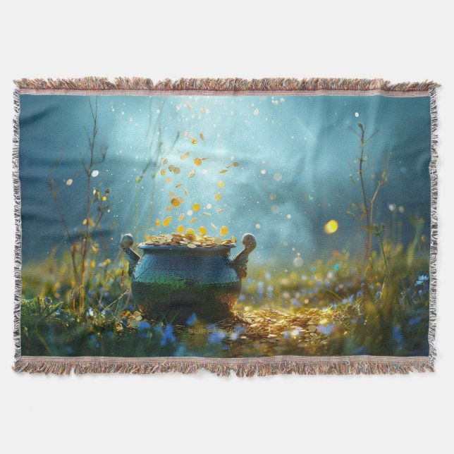 SlipperyJoe's Saint Patrick's Day large ornate pot Throw Blanket (Front)