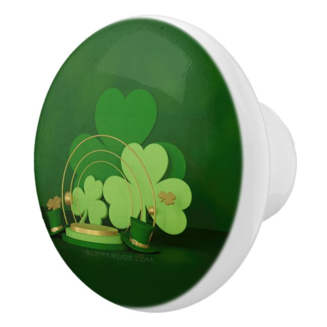 SlipperyJoe's Saint Patrick's Day theme leprechaun Ceramic Knob (Right)