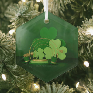 SlipperyJoe's Saint Patrick's Day theme leprechaun Glass Tree Decoration