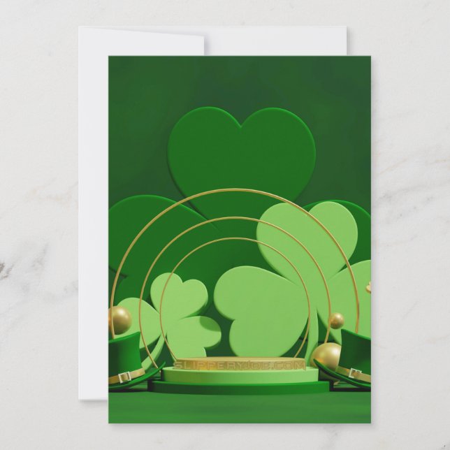 SlipperyJoe's Saint Patrick's Day three-leaf clove Holiday Card (Front)