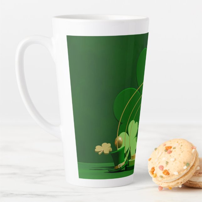 SlipperyJoe's Saint Patrick's Day three-leaf clove Latte Mug (In Situ)