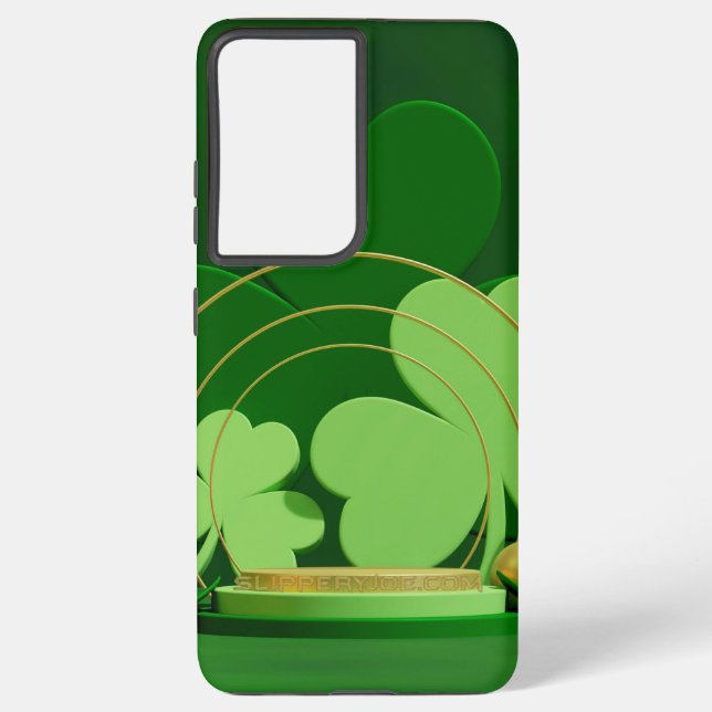 SlipperyJoe's Saint Patrick's Day three-leaf clove Samsung Galaxy S21 Ultra Case (Back)