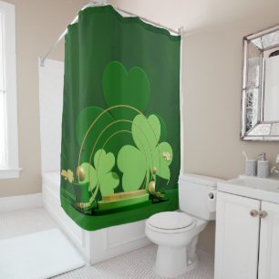 SlipperyJoe's Saint Patrick's Day three-leaf clove Shower Curtain