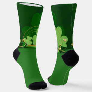 SlipperyJoe's Saint Patrick's Day three-leaf clove Socks