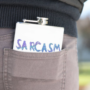 SlipperyJoe's Sarcasm beating illegal funny slogan Hip Flask