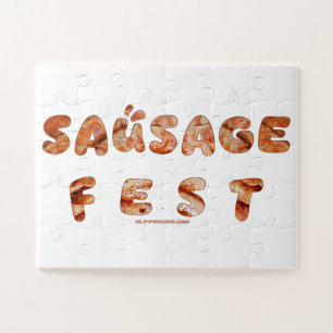 SlipperyJoe's sausage fest words long meat juicy t Jigsaw Puzzle