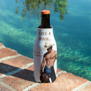 SlipperyJoe's Save a horse Ride A Cowboy hat muscu Bottle Cooler