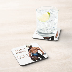 SlipperyJoe's Save a horse Ride A Cowboy hat muscu Coaster