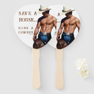 SlipperyJoe's Save a horse Ride A Cowboy hat muscu Hand Fan