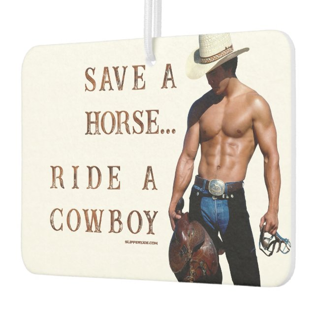 SlipperyJoe's save horse ride straw cowboy hat mus Car Air Freshener (Left)