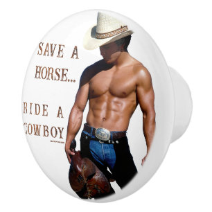 SlipperyJoe's save horse ride straw cowboy hat mus Ceramic Knob