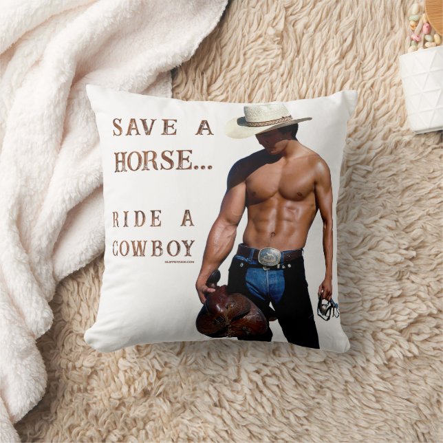 SlipperyJoe's save horse ride straw cowboy hat mus Cushion (Blanket)
