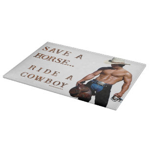 SlipperyJoe's save horse ride straw cowboy hat mus Cutting Board