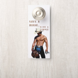 SlipperyJoe's save horse ride straw cowboy hat mus Door Hanger