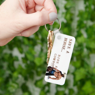 SlipperyJoe's save horse ride straw cowboy hat mus Key Ring