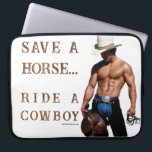 SlipperyJoe's save horse ride straw cowboy hat mus Laptop Sleeve<br><div class="desc">SlipperyJoe's save horse ride straw cowboy hat muscular man shirtless torso holding saddle well-defined physique chiseled six-pack hat chaps saddle black belt silver buckle rancher life muscles rippling wild ride ahead bold rugged western vibe artistic gay pride gifts LGBTQIA yeehaw blue jeans</div>