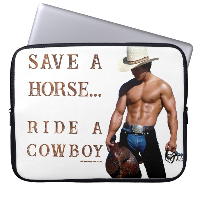 SlipperyJoe's save horse ride straw cowboy hat mus Laptop Sleeve (Front)